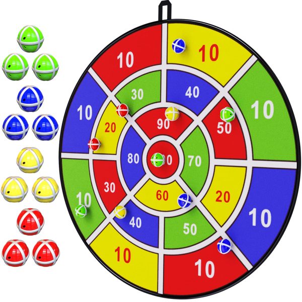 100 Scores 29" Dart Board, Kid's Dart Board with Sticky Ball
