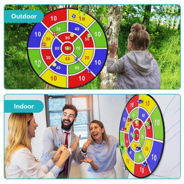 100 Scores 29" Dart Board, Kid's Dart Board with Sticky Ball - Image 3