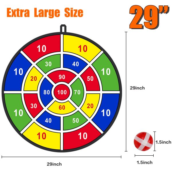 100 Scores 29" Dart Board, Kid's Dart Board with Sticky Ball - Image 7
