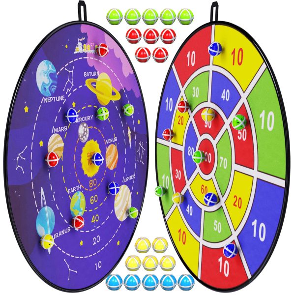 100 Scores + Outer Space 29" Dart Board, Kid's Dart Board with Sticky Ball