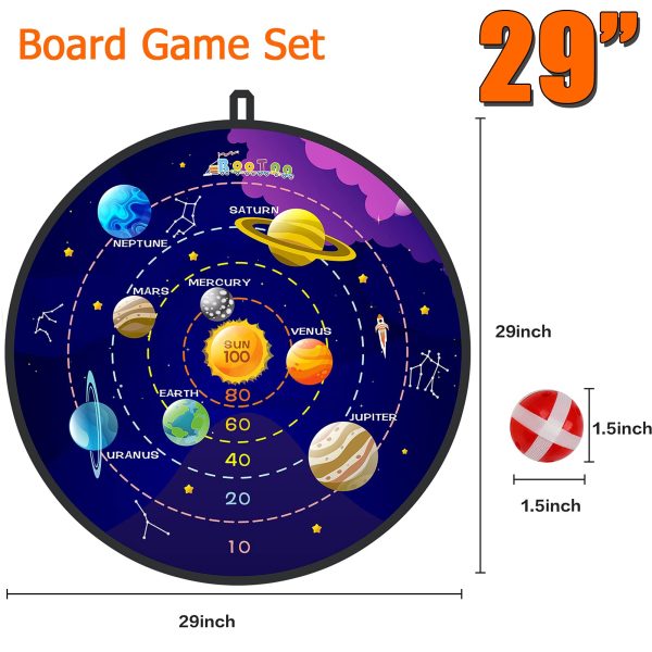 100 Scores + Outer Space 29" Dart Board, Kid's Dart Board with Sticky Ball - Image 8
