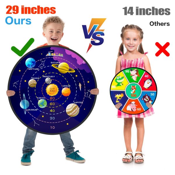 100 Scores +Outer Space + Bow 29" Dart Board, Kid's Dart Board with Sticky Ball - Image 2