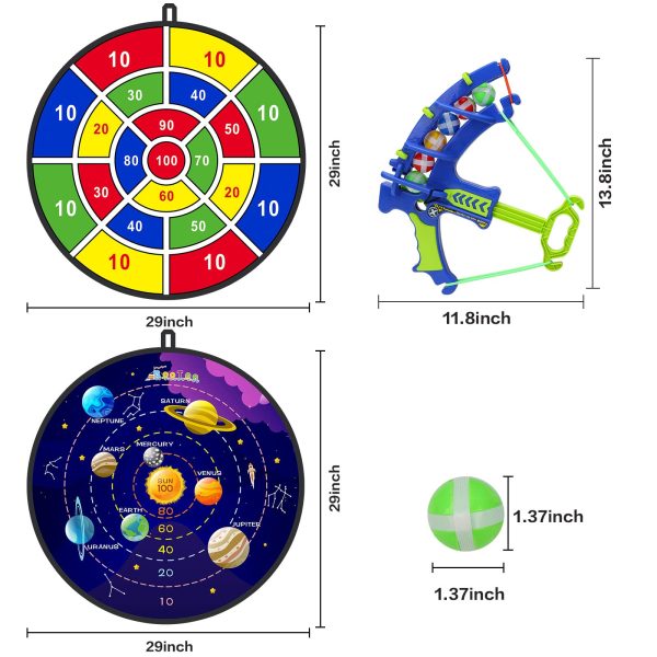 100 Scores +Outer Space + Bow 29" Dart Board, Kid's Dart Board with Sticky Ball - Image 8