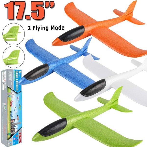 4 Pack Airplane Toys, 17.5" Large Throwing Foam Plane - Image 3