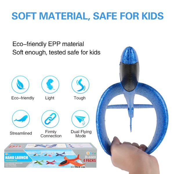 4 Pack Airplane Toys, 17.5" Large Throwing Foam Plane - Image 4