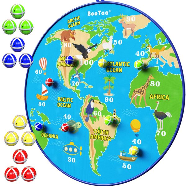 Earth America 29" Dart Board, Kid's Dart Board with Sticky Ball