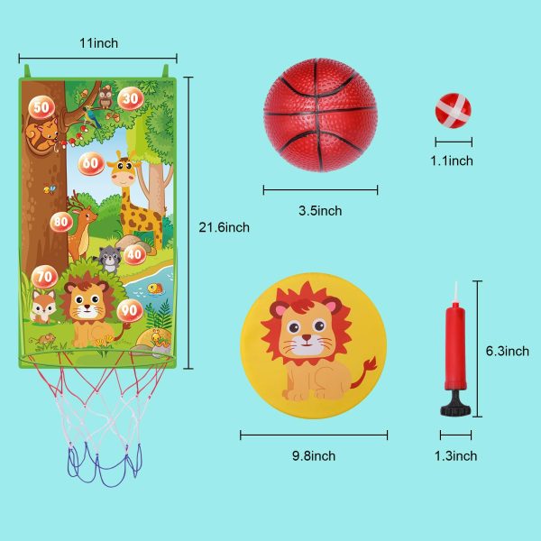 22" Dart Board for Kids, Kids Basketball Hoop, Flying Disc, Kids Dart Board with Balls - Image 7