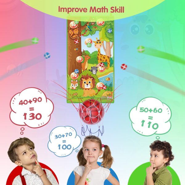 22" Dart Board for Kids, Kids Basketball Hoop, Flying Disc, Kids Dart Board with Balls - Image 2